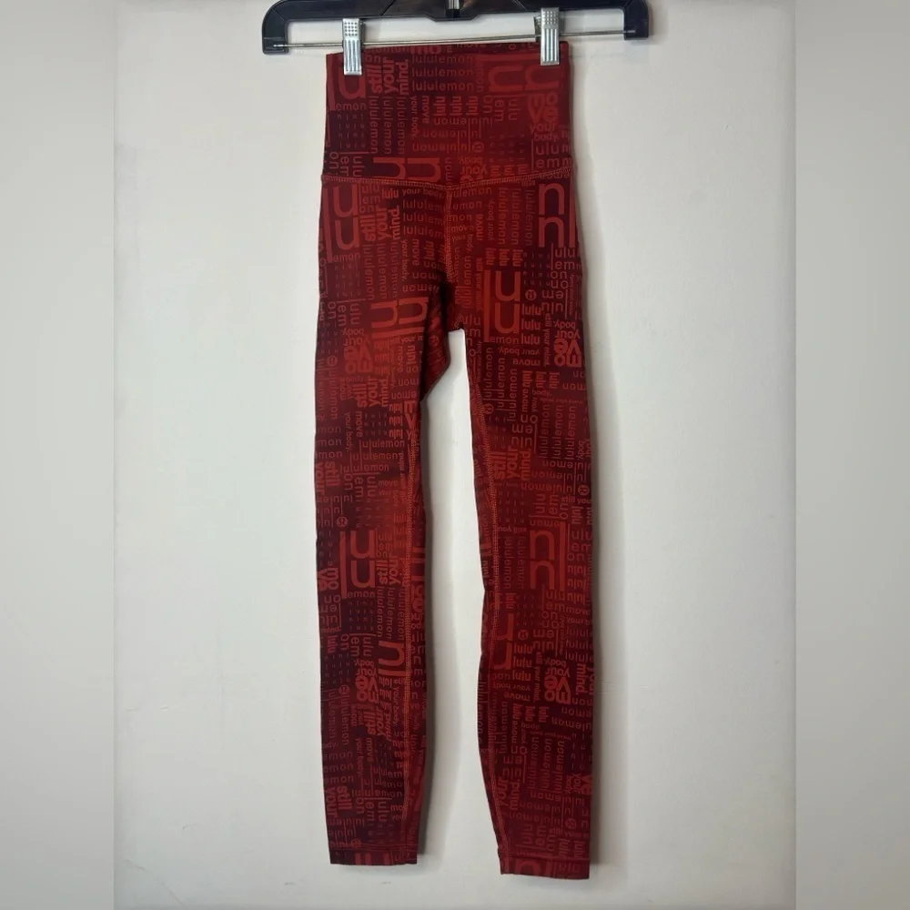 Lululemon size 0 Wunder Train HR Tight Red Logo Ombre Leggings Full Length LLBR